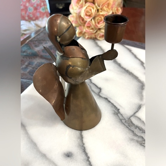 Vintage Brass Angel Candle Holders from Mexico - Set of 3 - Picture 9 of 16